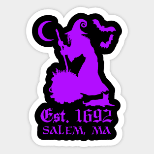 Salem Massachusetts Est. 1692 - Halloween Witch (PURPLE) Sticker